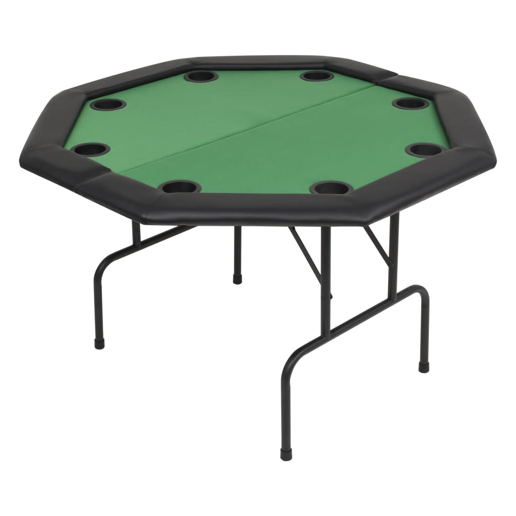 vidaXL Zložljiva 2-delna poker miza za 8 igralcev osemkotna zelena