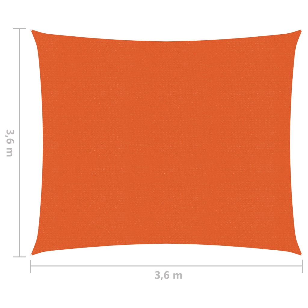 vidaXL Senčno jadro 160 g/m² oranžno 3,6x3,6 m HDPE