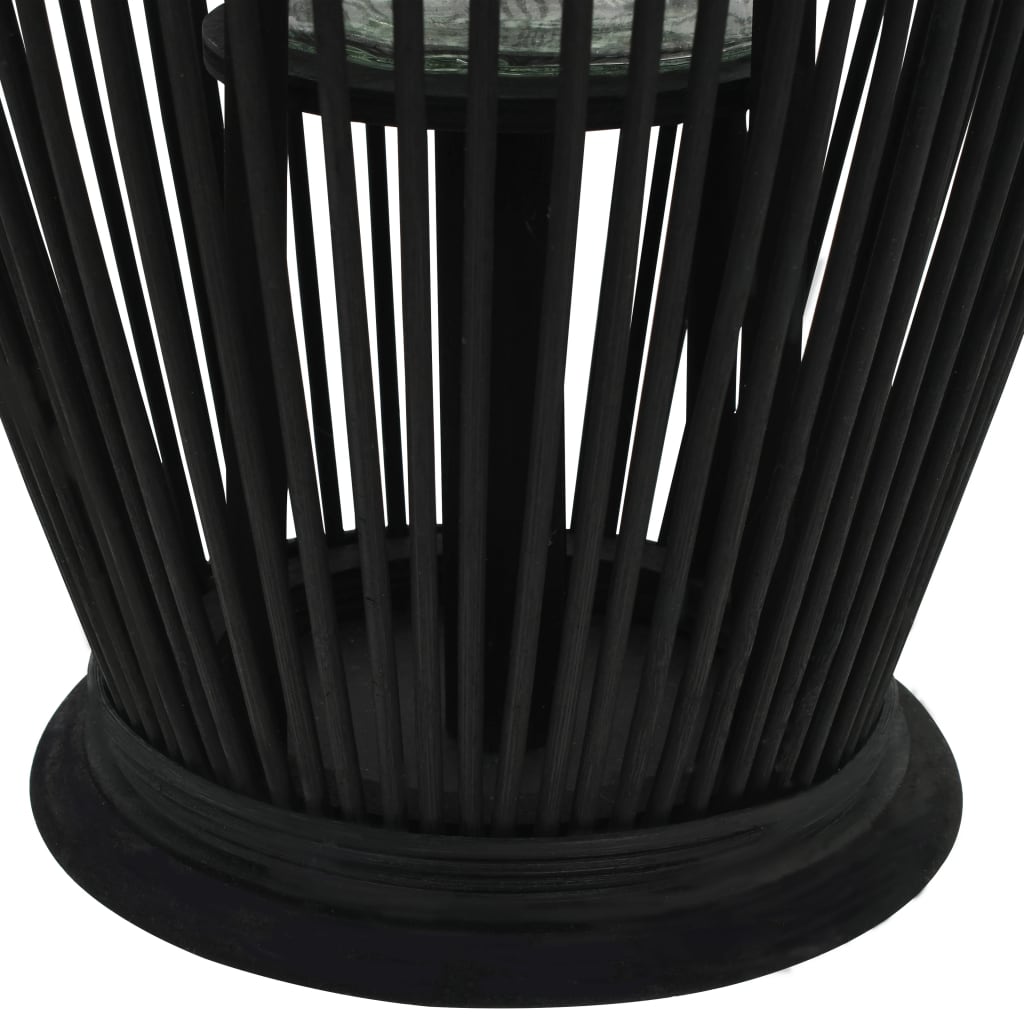 vidaXL Viseča laterna za svečo iz bambusa črna 60 cm