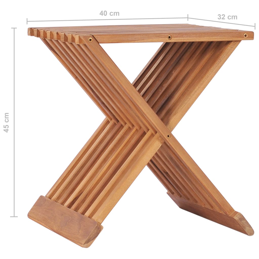 vidaXL Zložljiv stolček 40x32x45 cm trdna tikovina
