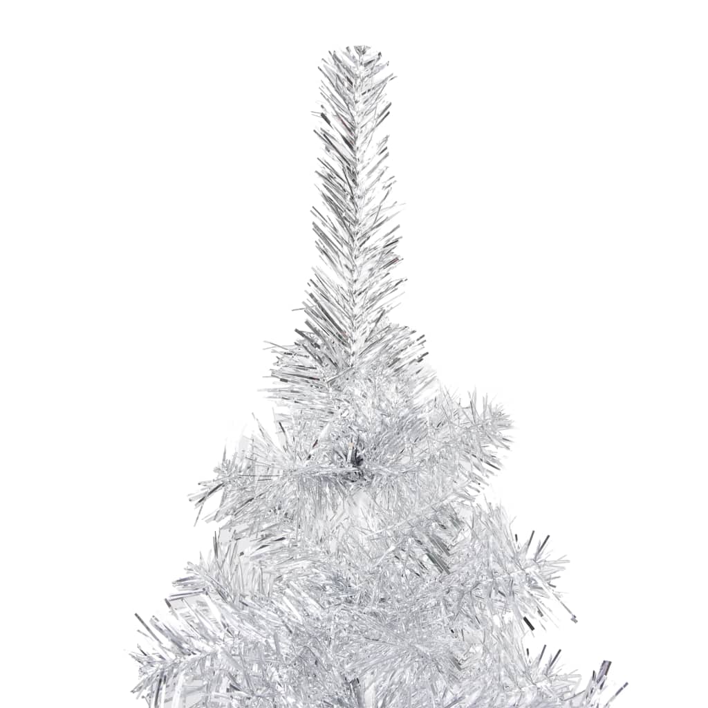 vidaXL Umetna osvetljena novoletna jelka s stojalom srebrna 180 cm PET