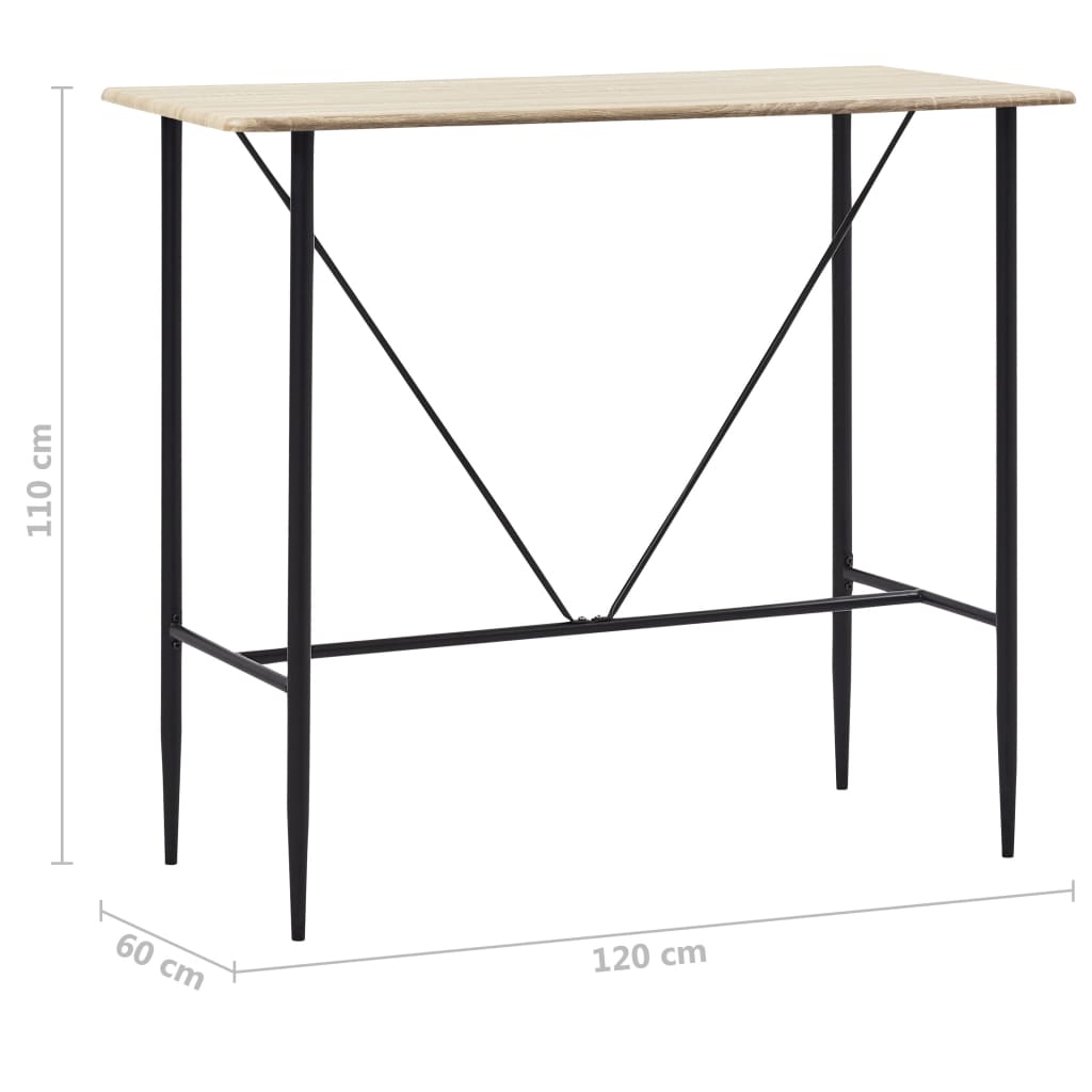 vidaXL Barska miza hrast 120x60x110 cm mediapan