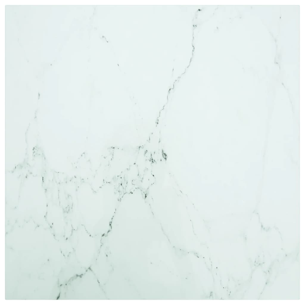 vidaXL Mizna plošča bela 80x80 cm 6 mm kaljeno steklo z marmorjem