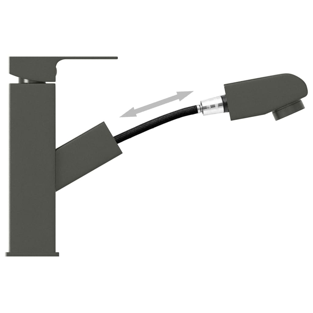 vidaXL Kopalniška armatura za umivalnik izvlečna siva 157x172 mm