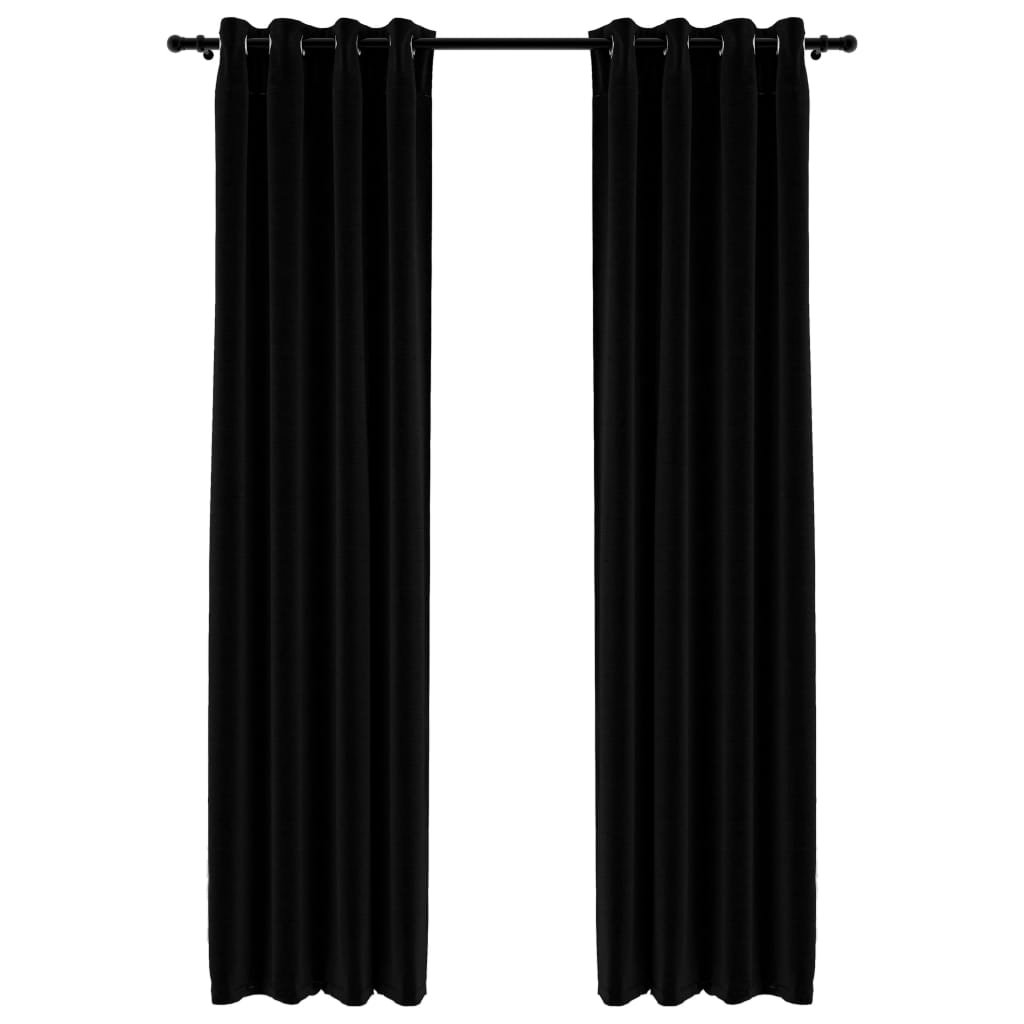 vidaXL Zatemnitvene zavese z obročki 2 kosa črne 140x245 cm