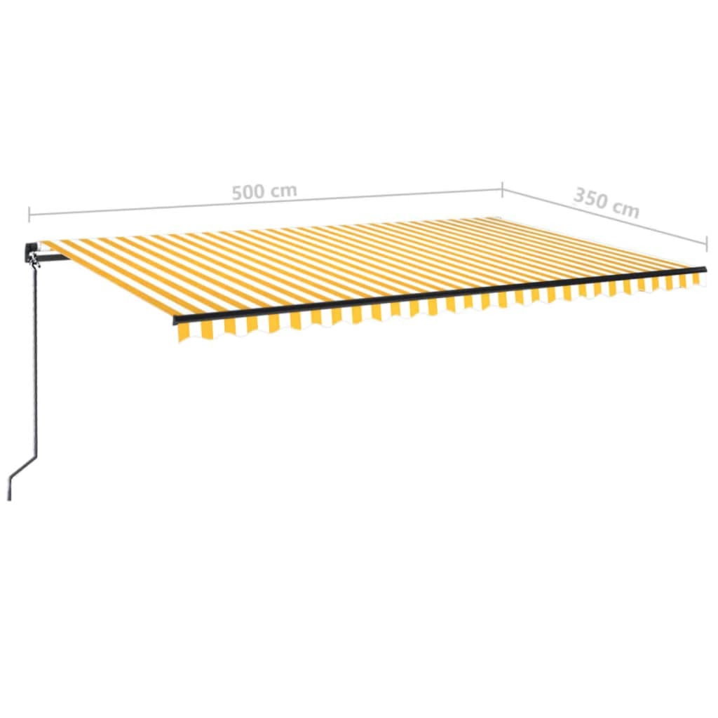 vidaXL Ročno zložljiva tenda z LED lučmi 500x350 cm rumena in bela