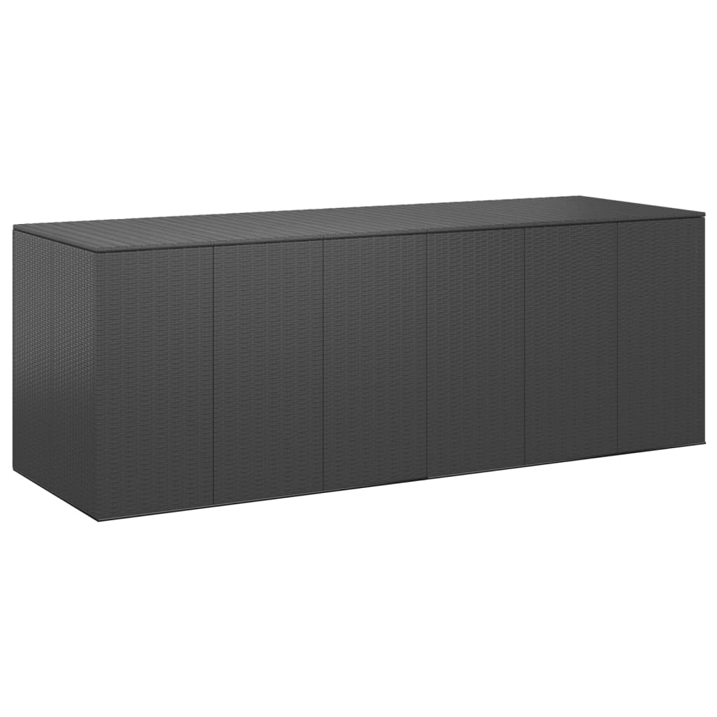 vidaXL Vrtna škatla za blazine PE ratan 291x100,5x104 cm črna