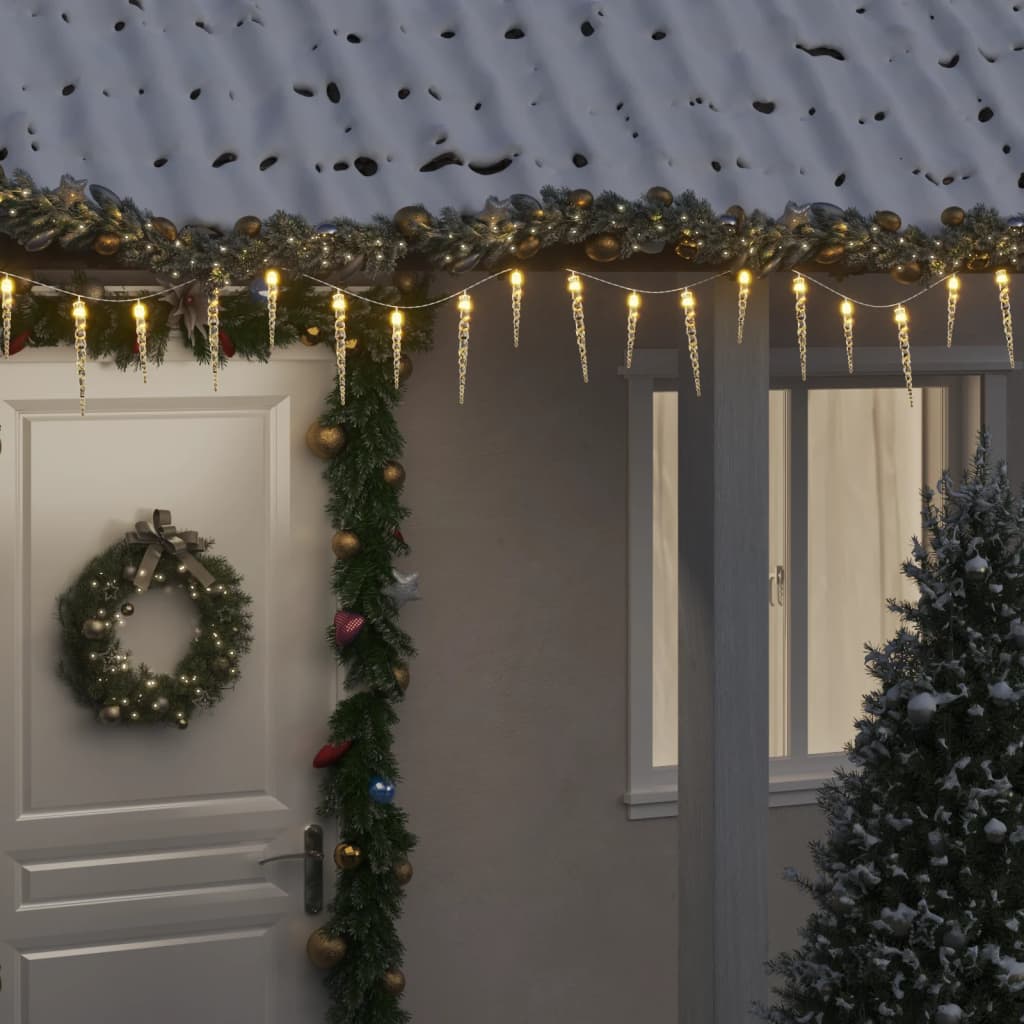 vidaXL Božične ledene sveče 100 LED toplo bele 10 m akril PVC