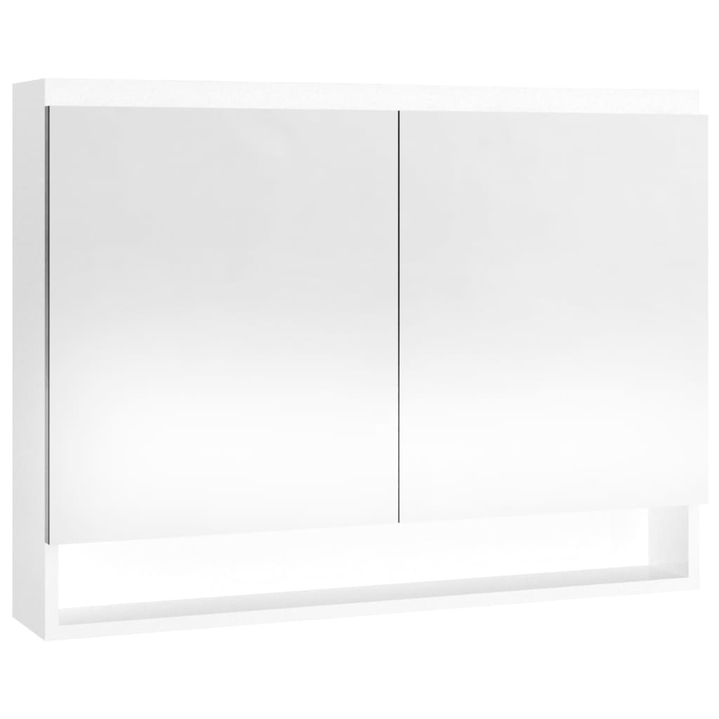 vidaXL Kopalniška omarica z ogledalom 80x15x60 cm MDF sijoče bela