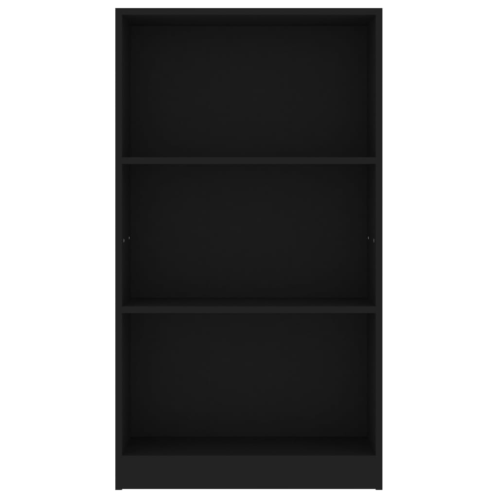 vidaXL Knjižna omara 3-nadstropna črna 60x24x109 cm