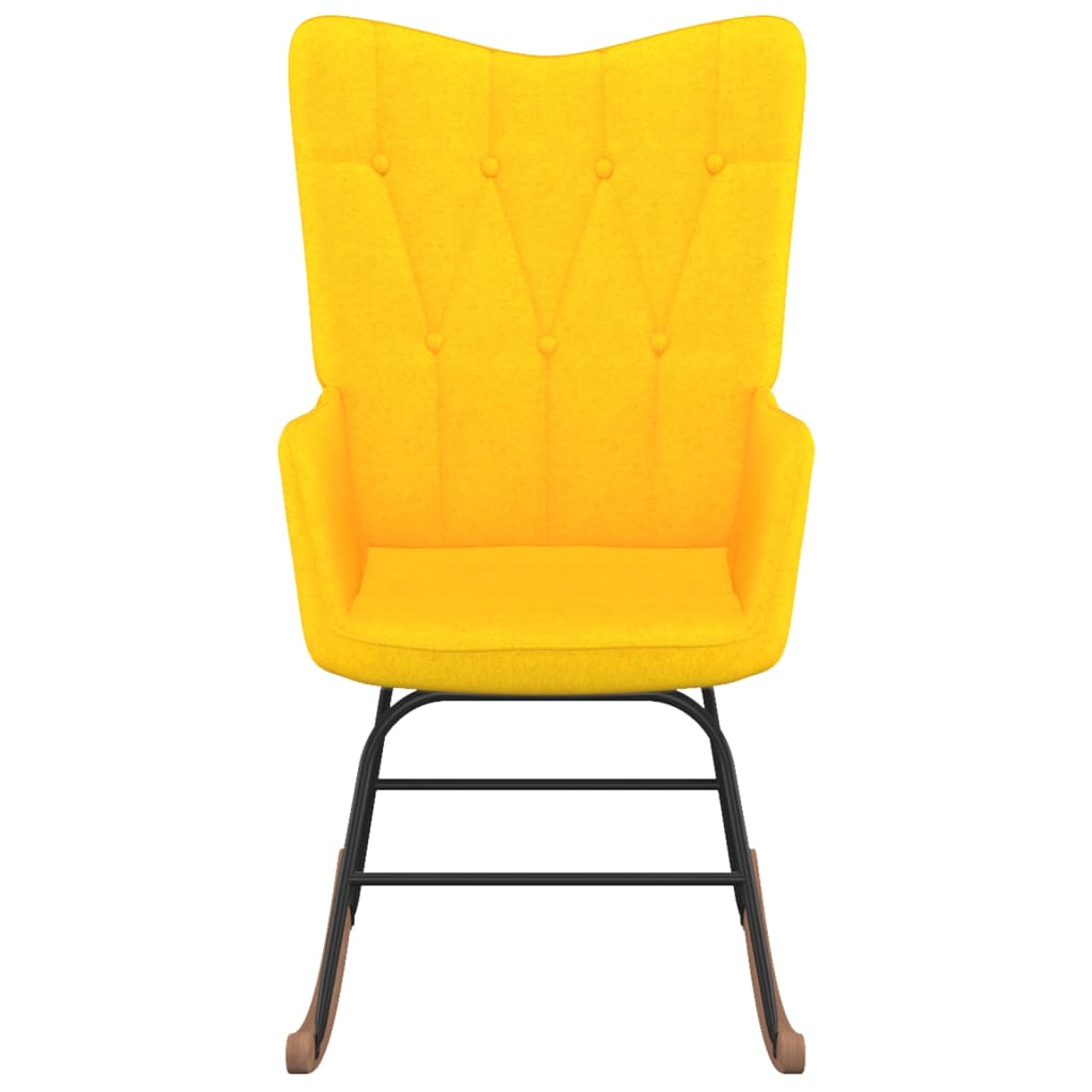 vidaXL Gugalni stol s stolčkom gorčično rumeno blago