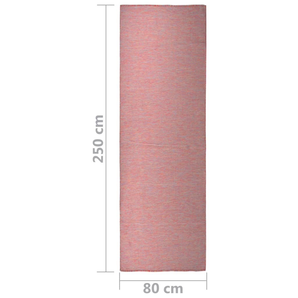 vidaXL Zunanja preproga ploščato tkanje 80x250 cm rdeča