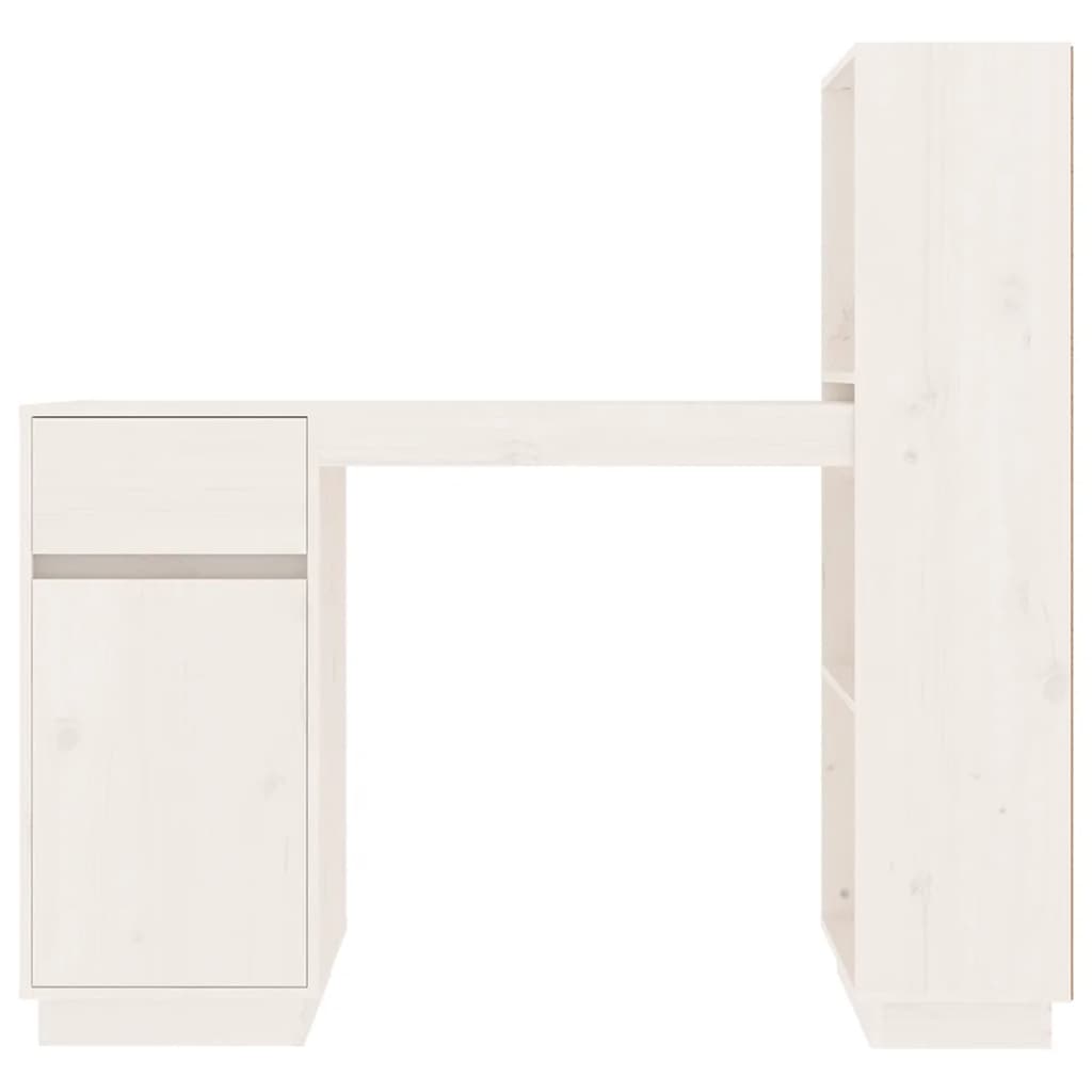 vidaXL Pisalna miza bela 110x53x117 cm trdna borovina