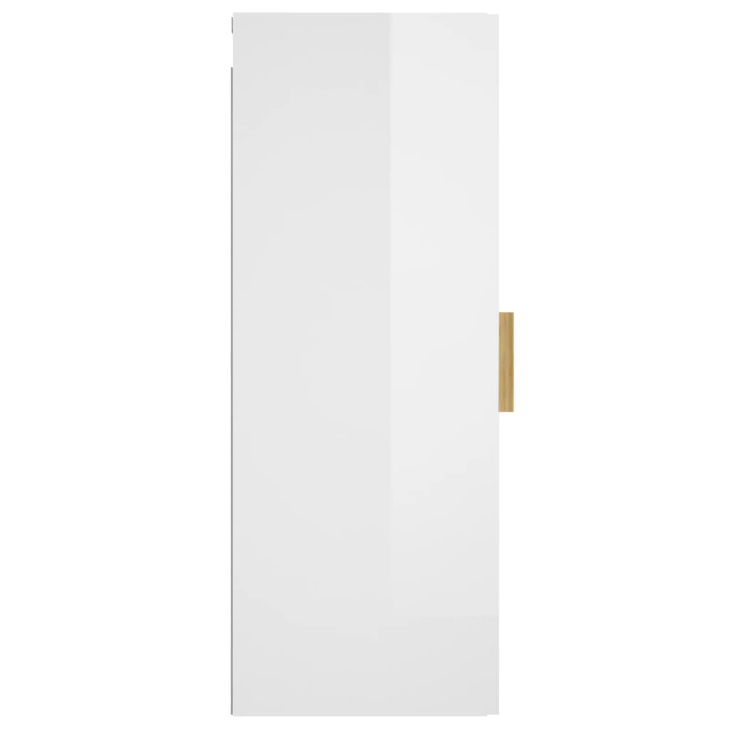 vidaXL Stenska omarica visok sijaj bela 34,5x34x90 cm inženirski les