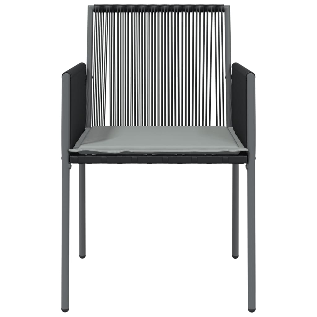 vidaXL Vrtni stoli z blazinami 2 kosa črni 54x60,5x83,5 cm poli ratan