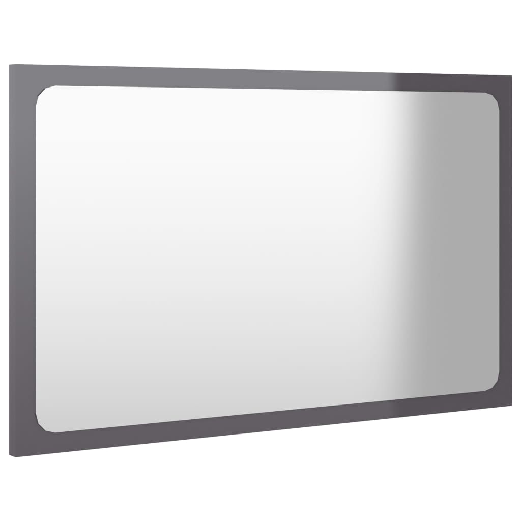 vidaXL Kopalniško ogledalo visok sijaj sivo 60x1,5x37 cm iverna pl.