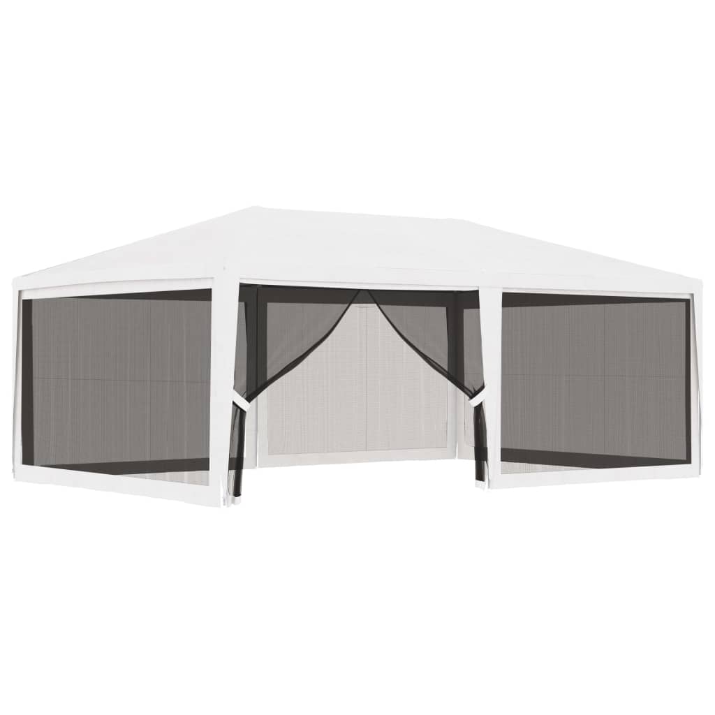 vidaXL Vrtni šotor s 4 mrežastimi stranicami 4x6 m bel