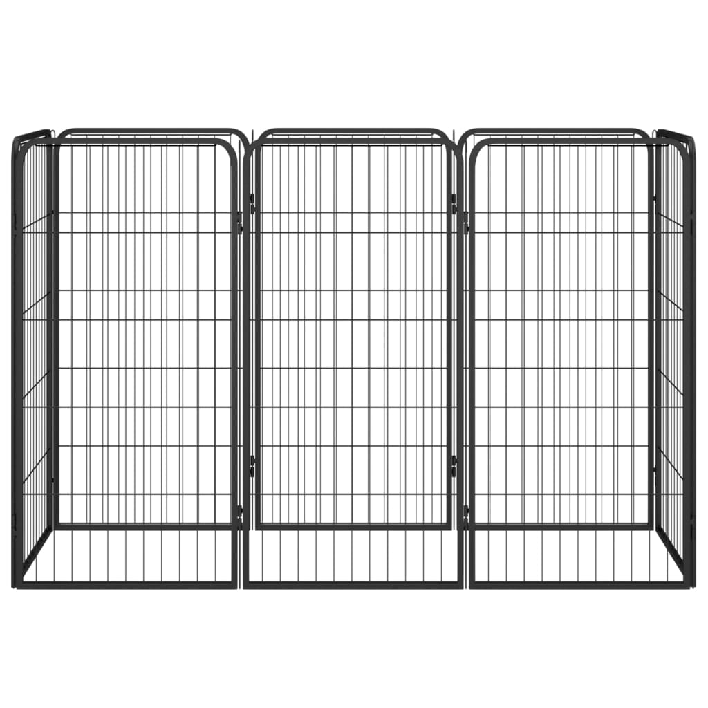 vidaXL Pasja ograda z 8 paneli črna 50x100 cm prašno barvano jeklo