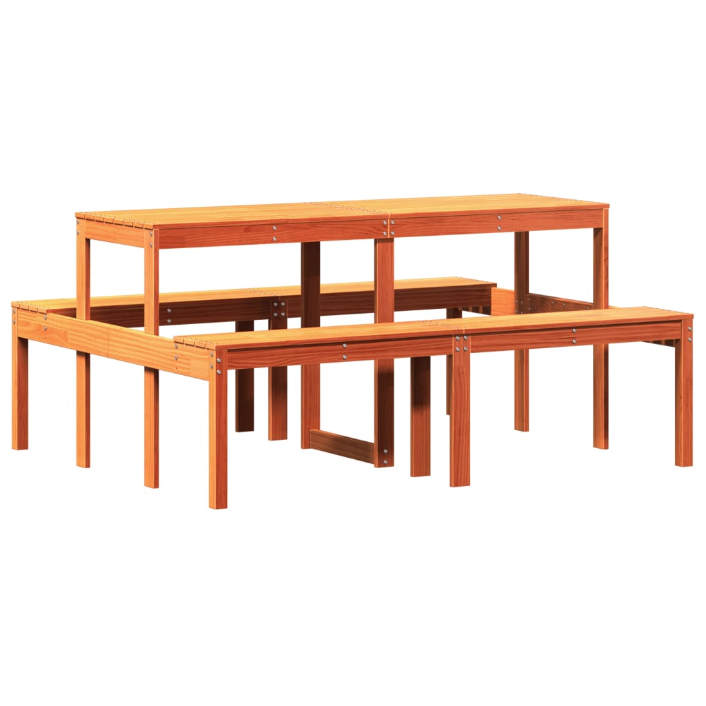 vidaXL Piknik miza voščeno rjava 160x134x75 cm trdna borovina
