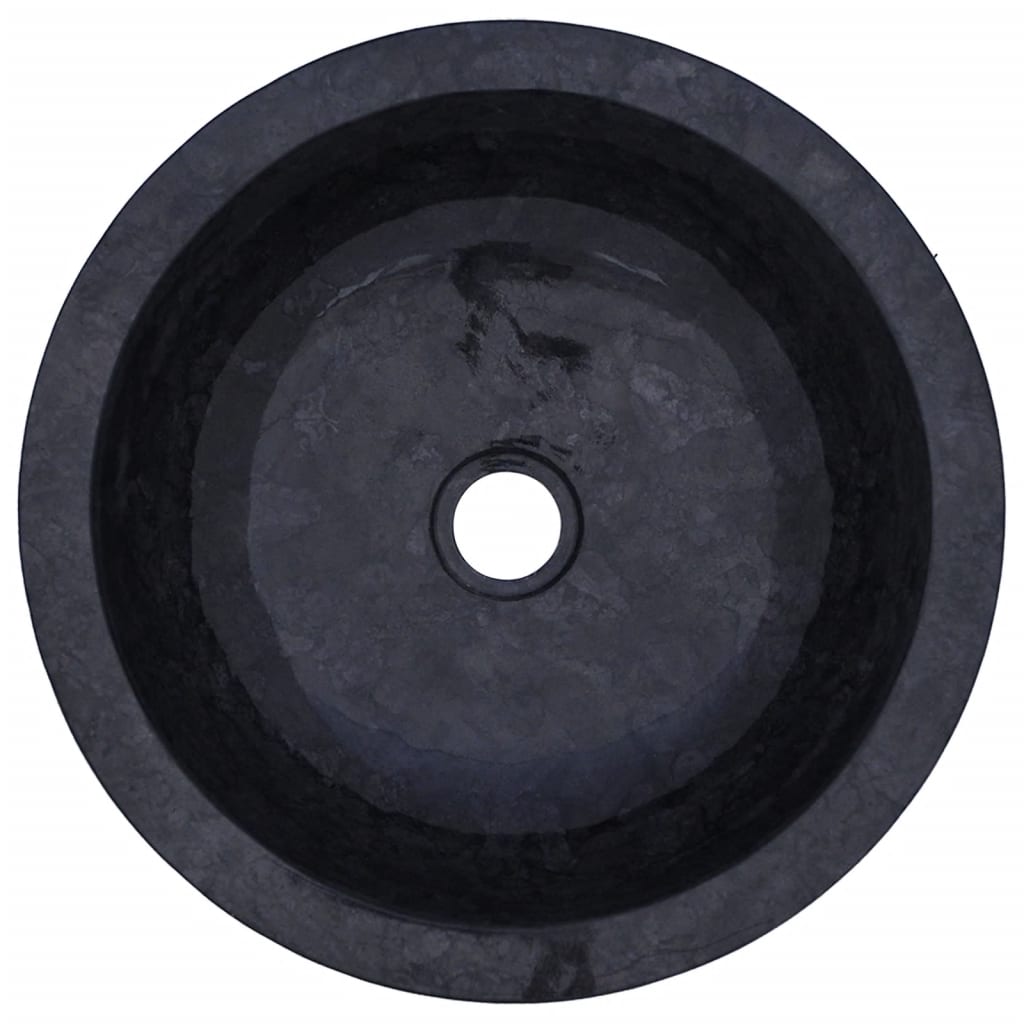 vidaXL Kopalniška omarica z umivalnikoma iz črnega marmorja