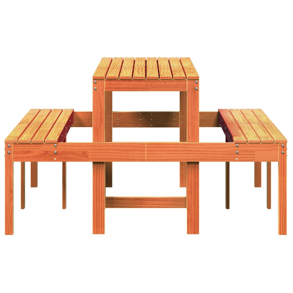 vidaXL Piknik miza voščeno rjava 160x134x75 cm trdna borovina