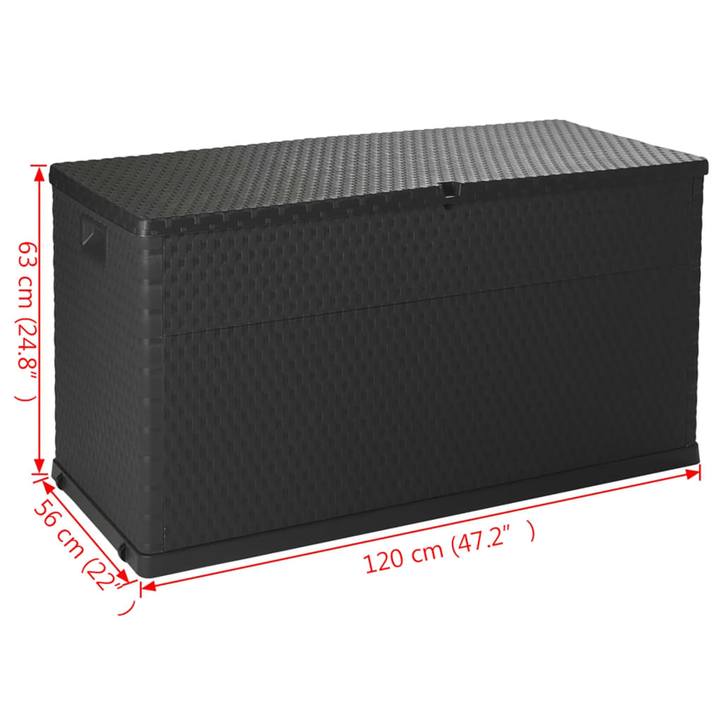 vidaXL Vrtna škatla za shranjevanje antracit 120x56x63 cm PP ratan