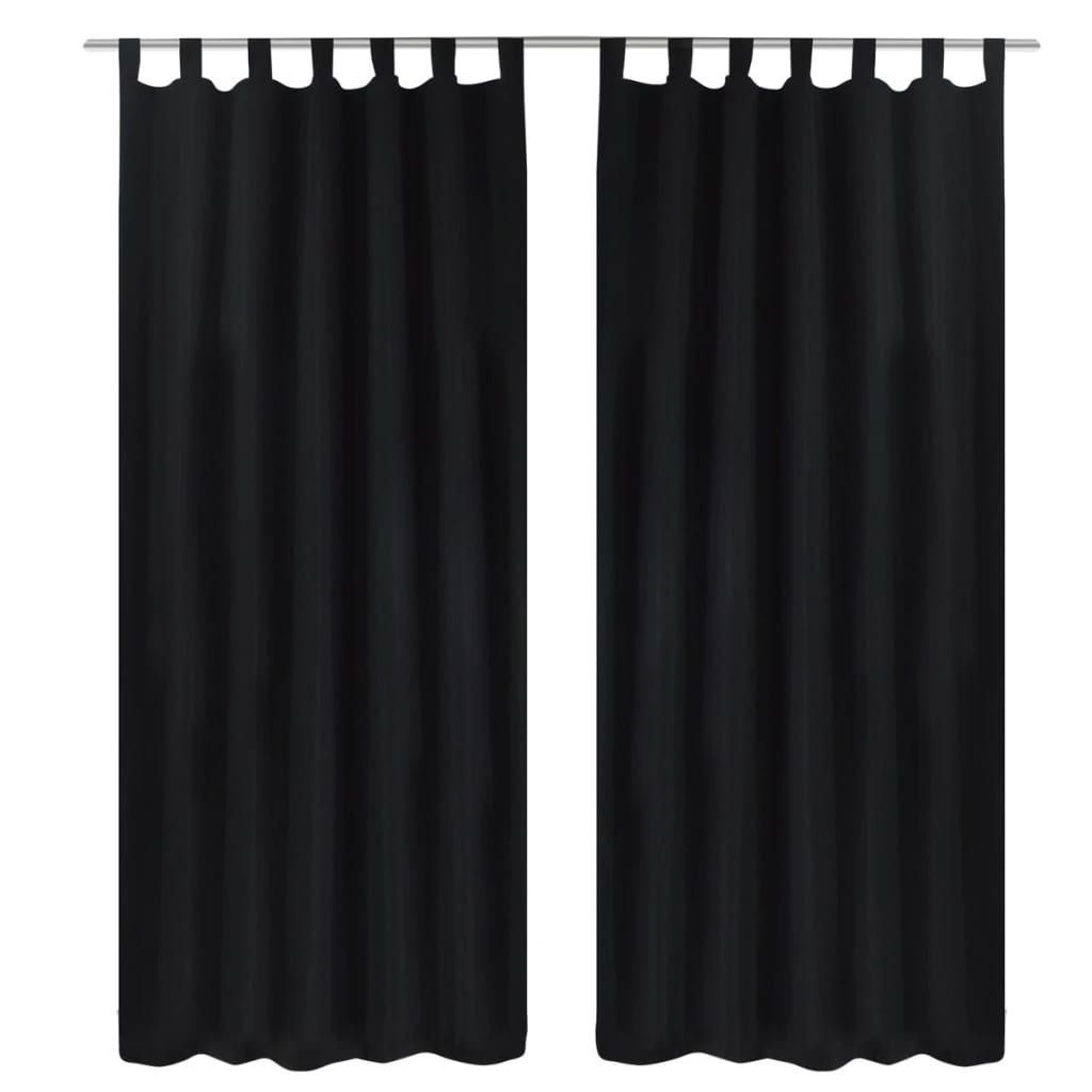 2 kosa črnih satenasih zaves z obročki 140 x 225 cm