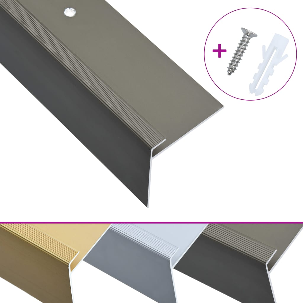 vidaXL Obrobe za stopnice F-oblike 15 kosov aluminij 134 cm rjave