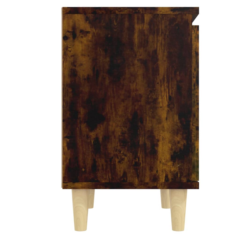 vidaXL Nočna omarica z lesenimi nogami dimljeni hrast 40x30x50 cm