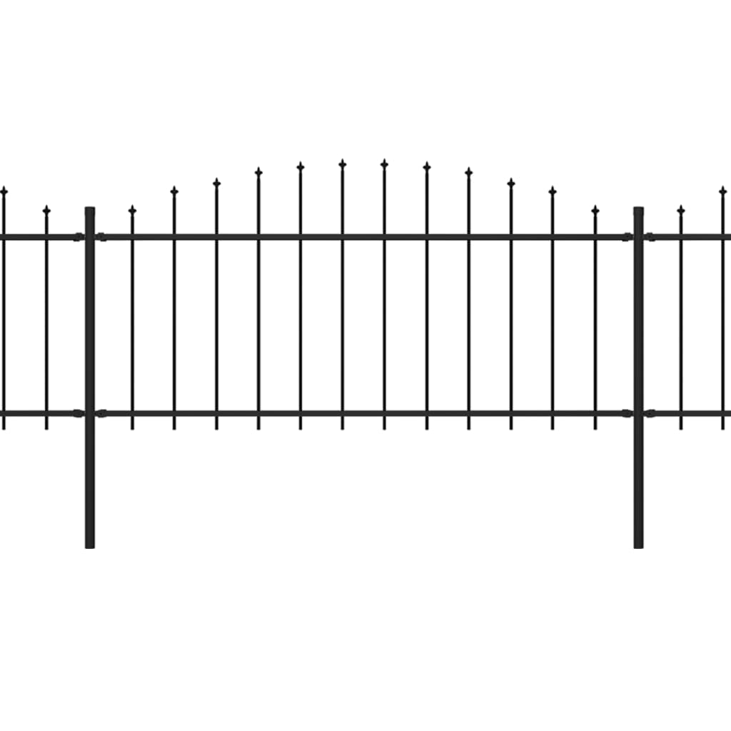 vidaXL Vrtna ograja s koničastimi vrhovi jeklo (0,5-0,75)x1,7 m črna