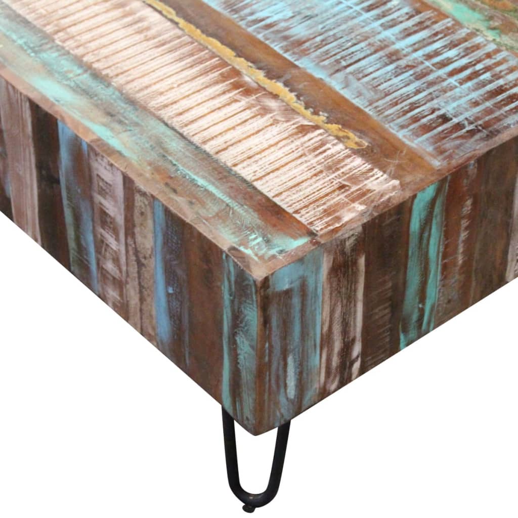 vidaXL Klubska mizica iz trdnega predelanega lesa 100x50x38 cm