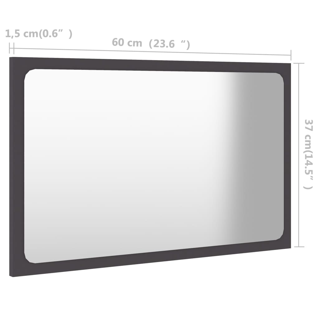 vidaXL Kopalniško ogledalo sivo 60x1,5x37 cm iverna plošča