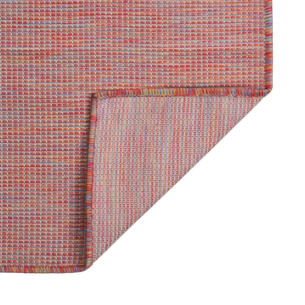 vidaXL Zunanja preproga ploščato tkanje 100x200 cm rdeča