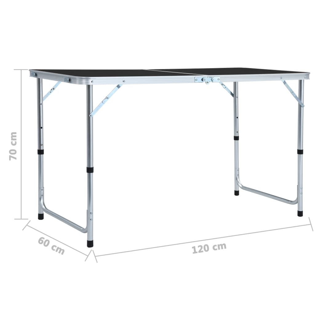 vidaXL Zložljiva miza za kampiranje siva iz aluminija 120x60 cm