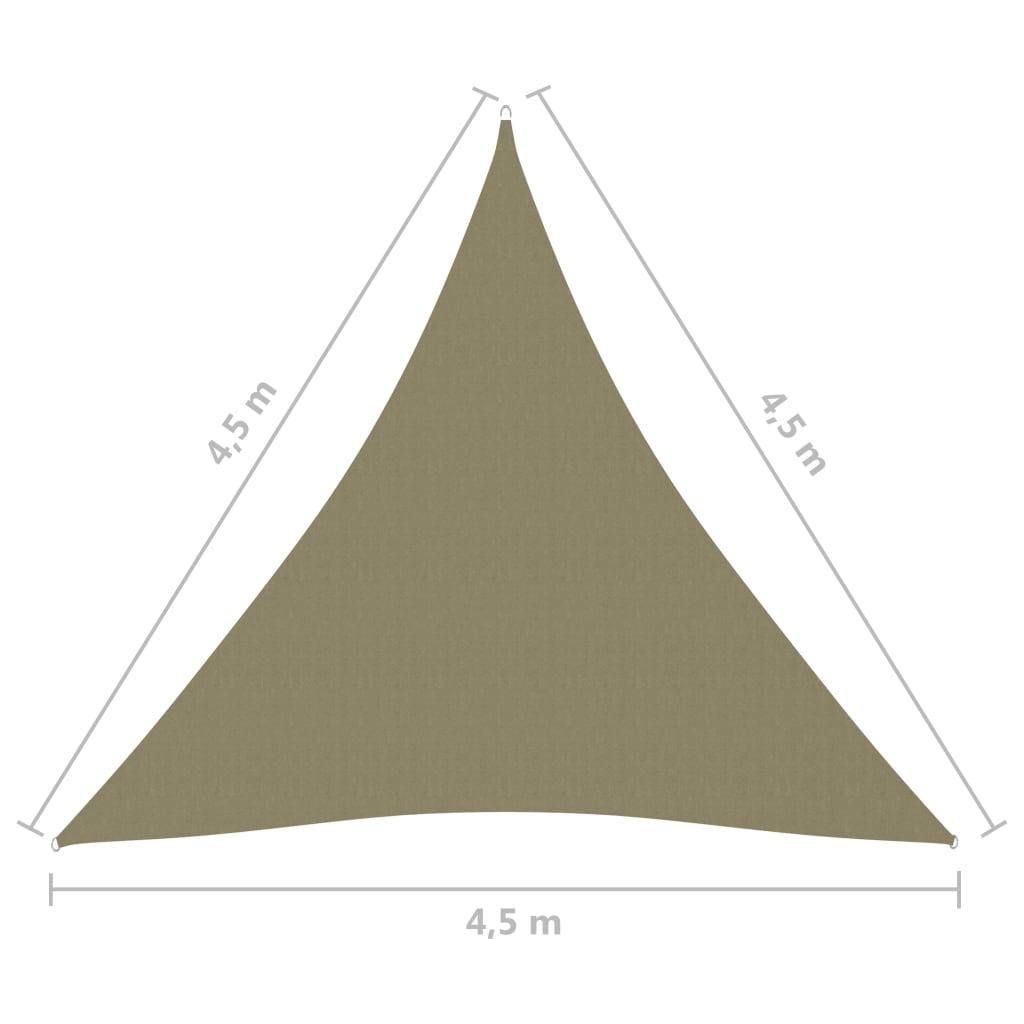 vidaXL Senčno jadro oksford blago trikotno 4,5x4,5x4,5 m bež