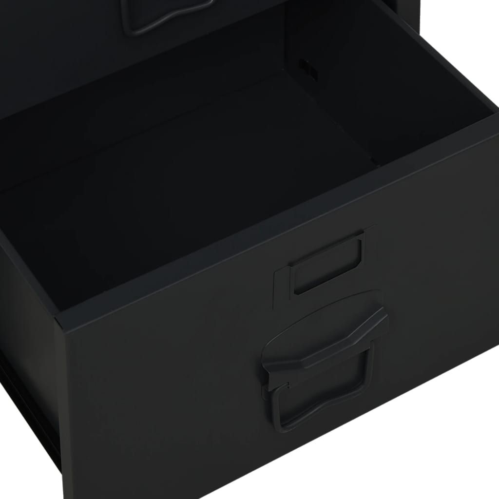 vidaXL Industrijska pisalna miza s predali črna 105x52x75 cm jeklo
