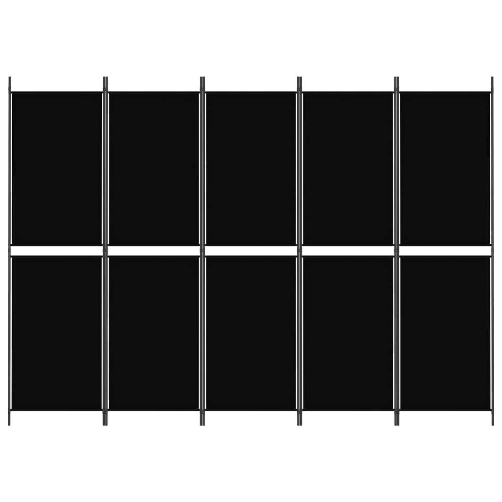 vidaXL Paravan 5-delni črn 250x180 cm blago