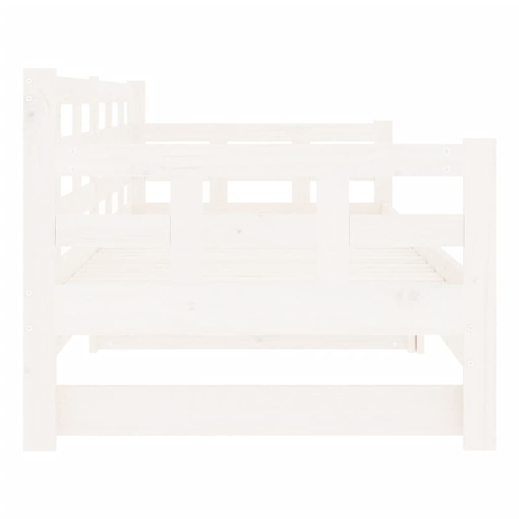 vidaXL Izvlečna dnevna postelja bela trdna borovina 2x(90x200) cm