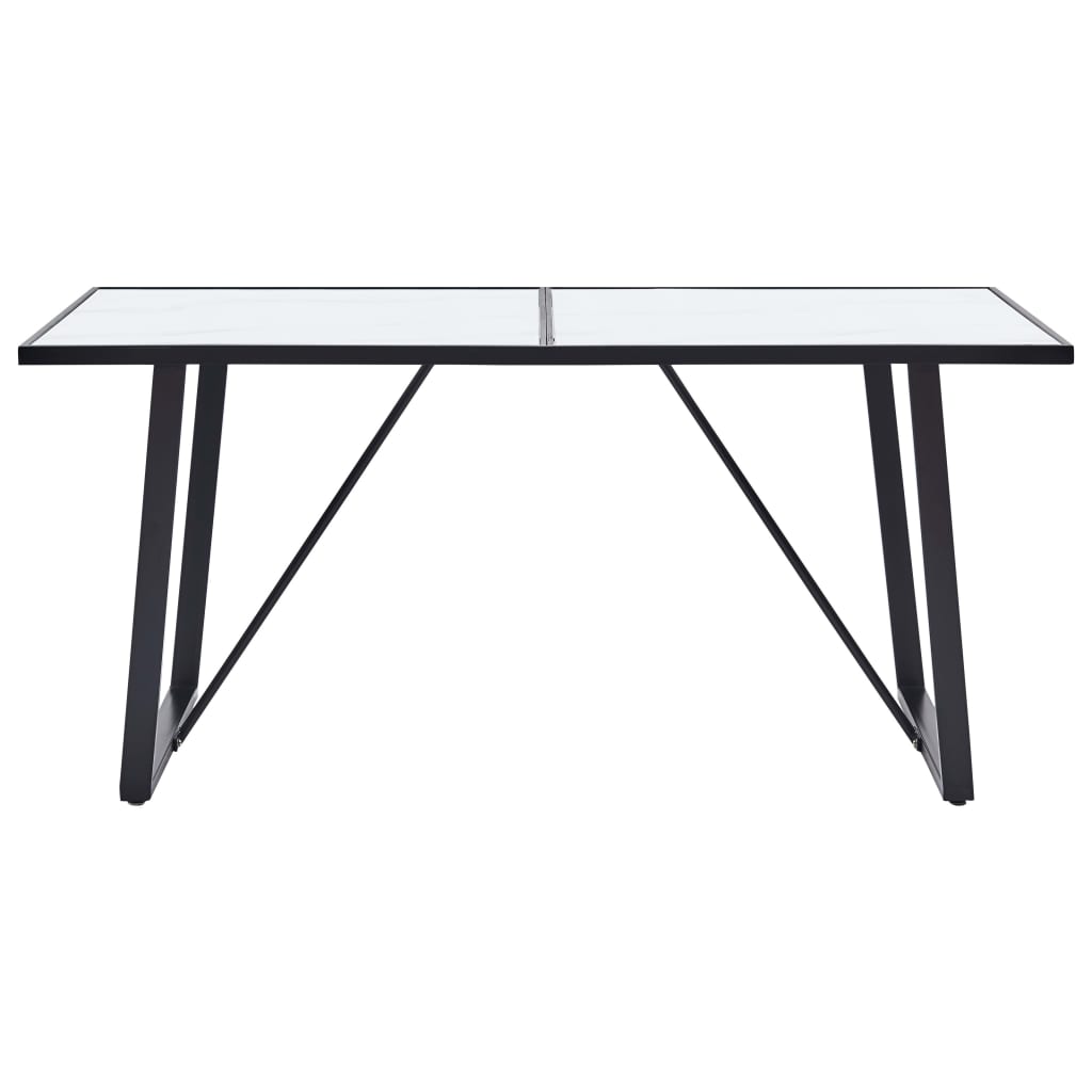 vidaXL Jedilna miza bela 160x80x75 cm kaljeno steklo