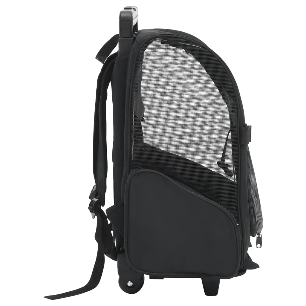 vidaXL Zložljiv večnamenski voziček za hišne ljubljenčke črn