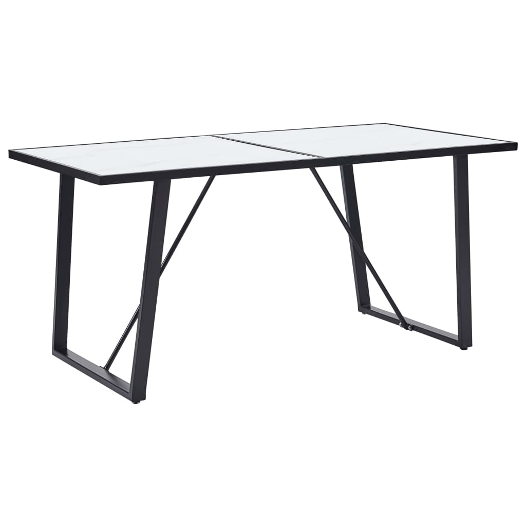 vidaXL Jedilna miza bela 140x70x75 cm kaljeno steklo