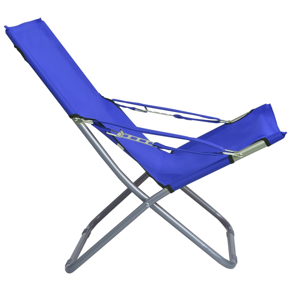 vidaXL Zložljivi stoli za na plažo 2 kosa iz blaga modri