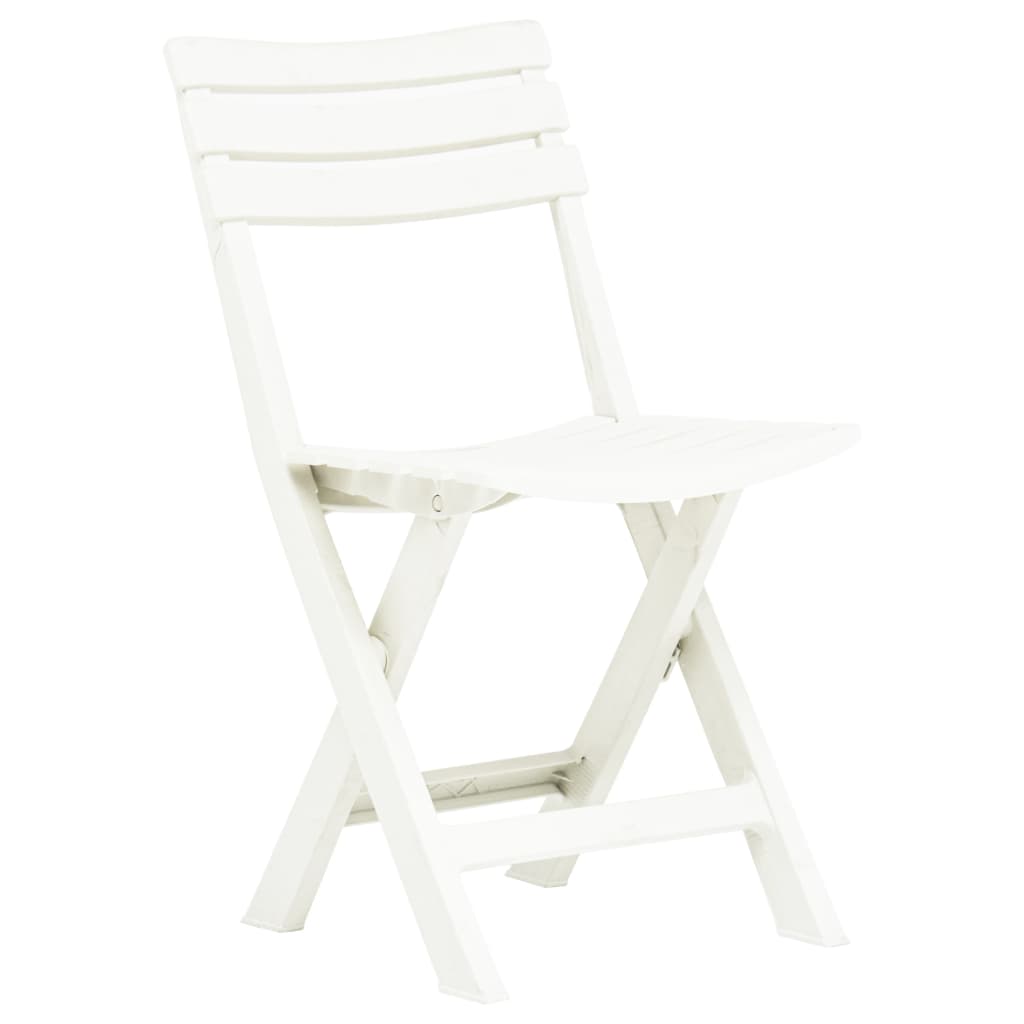 vidaXL Zložljiv vrtni stol 2 kosa plastika bele barve