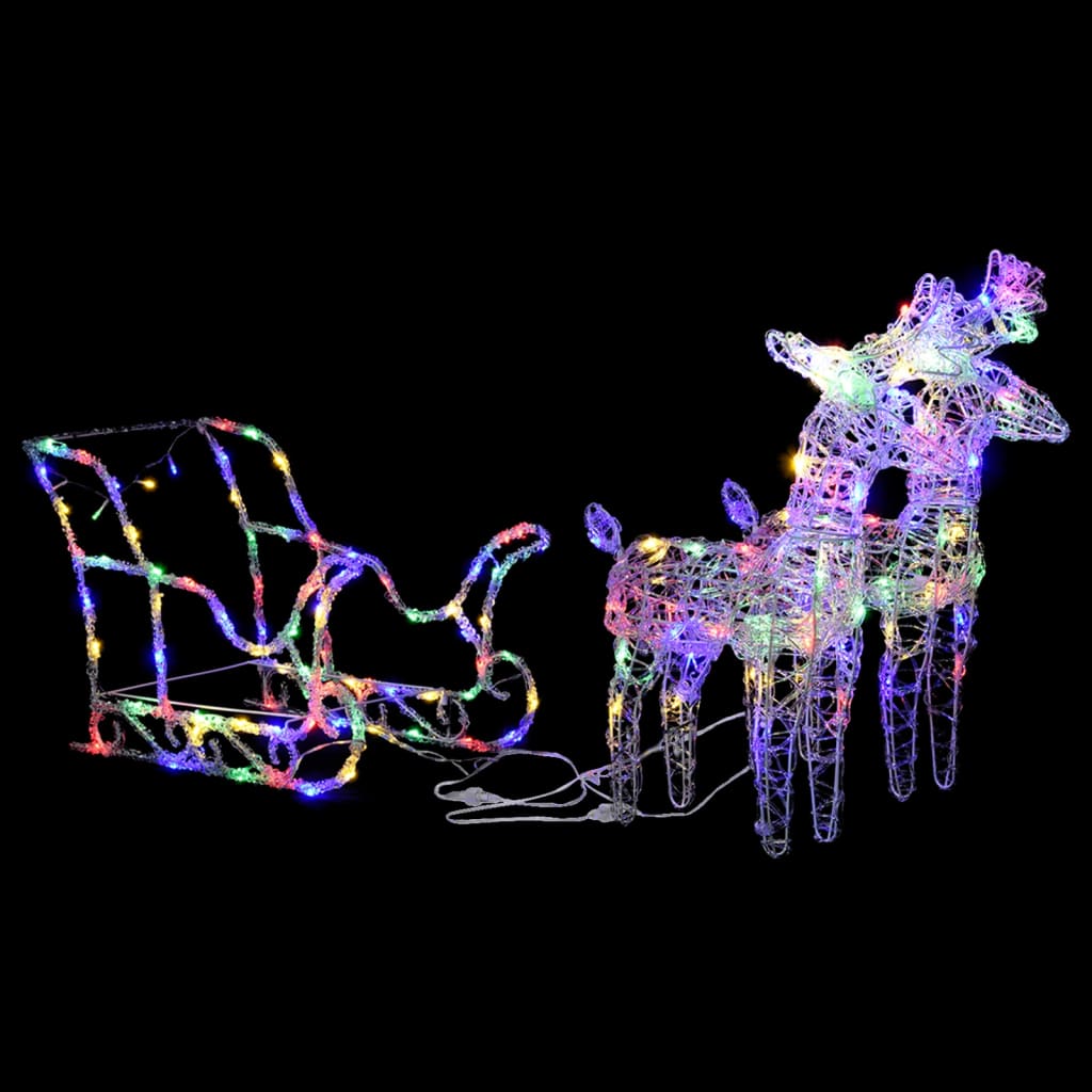 vidaXL Božični jeleni s sanmi 240 LED lučk iz akrila