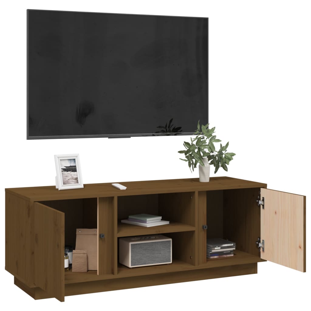 vidaXL TV omarica medeno rjava 110x35x40,5 cm trdna borovina