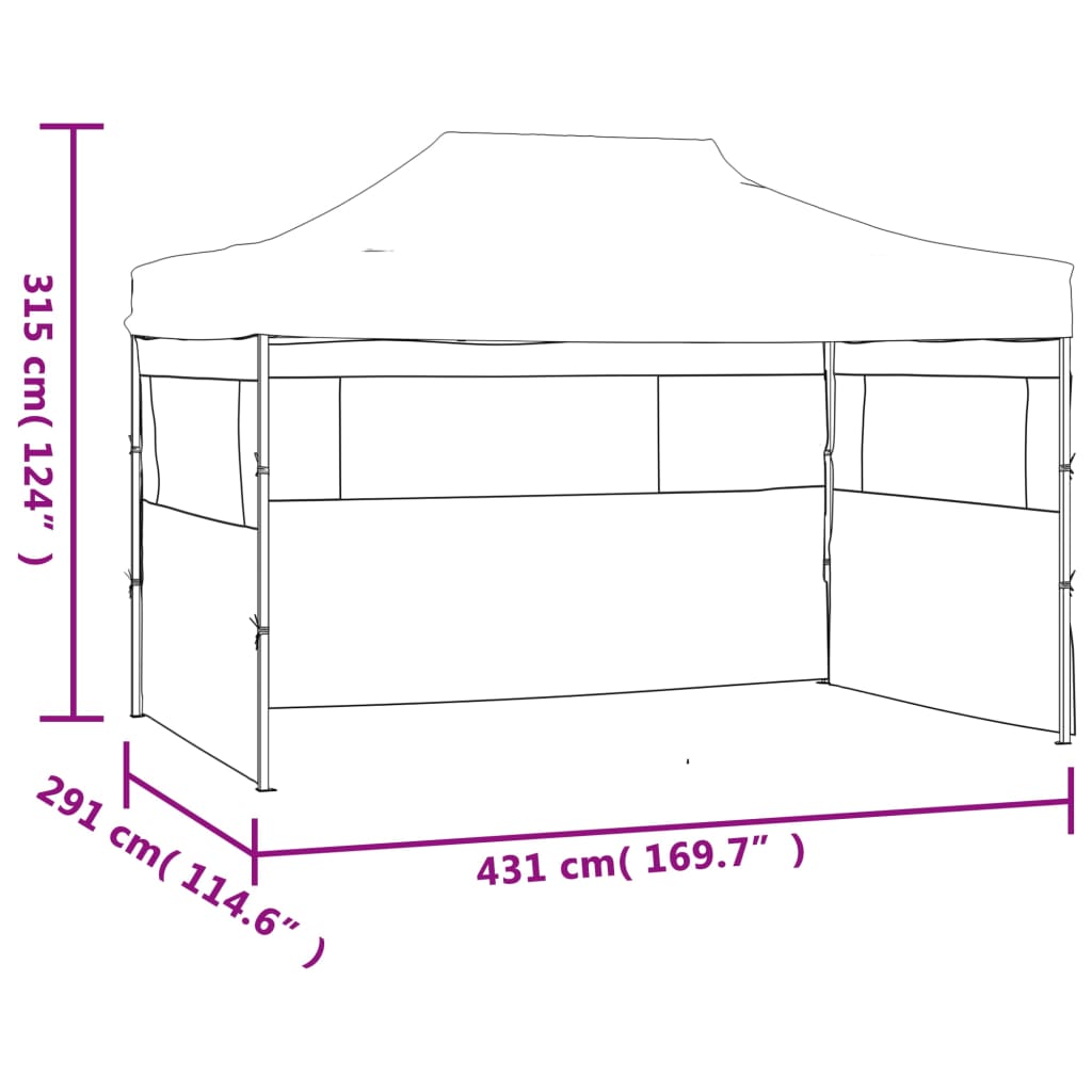 vidaXL Zložljiv šotor s 3 stenami 3x4,5 m kremne barve