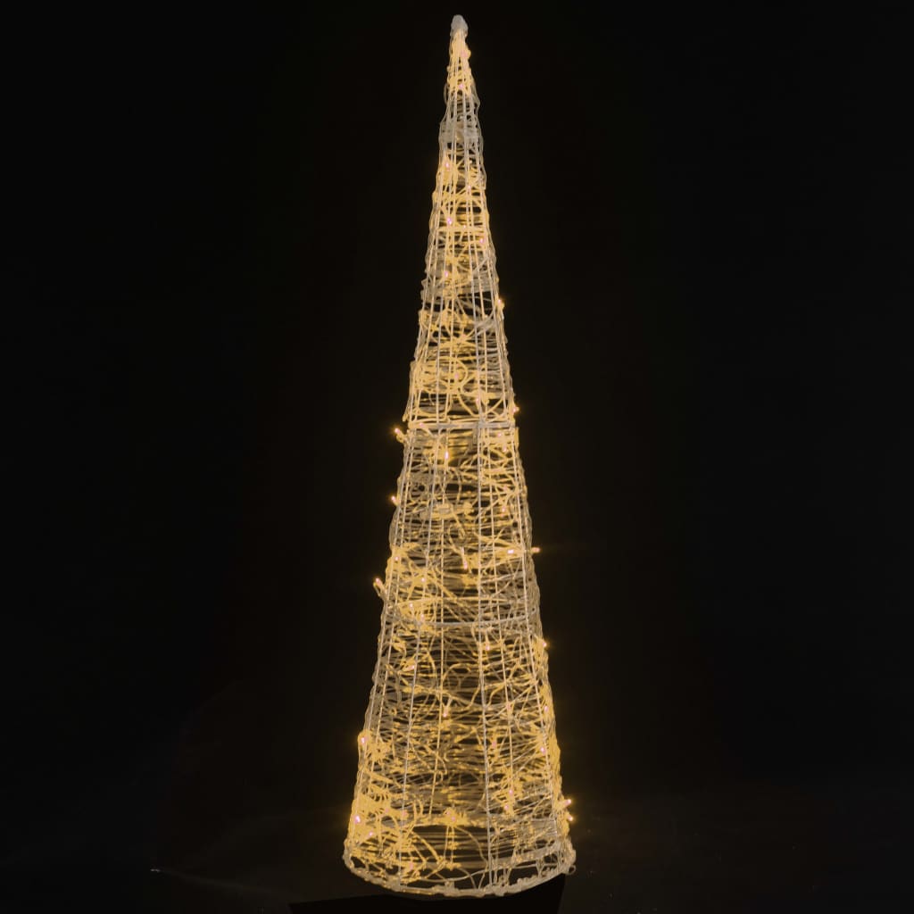 vidaXL Akrilna okrasna LED piramida toplo bela 90 cm