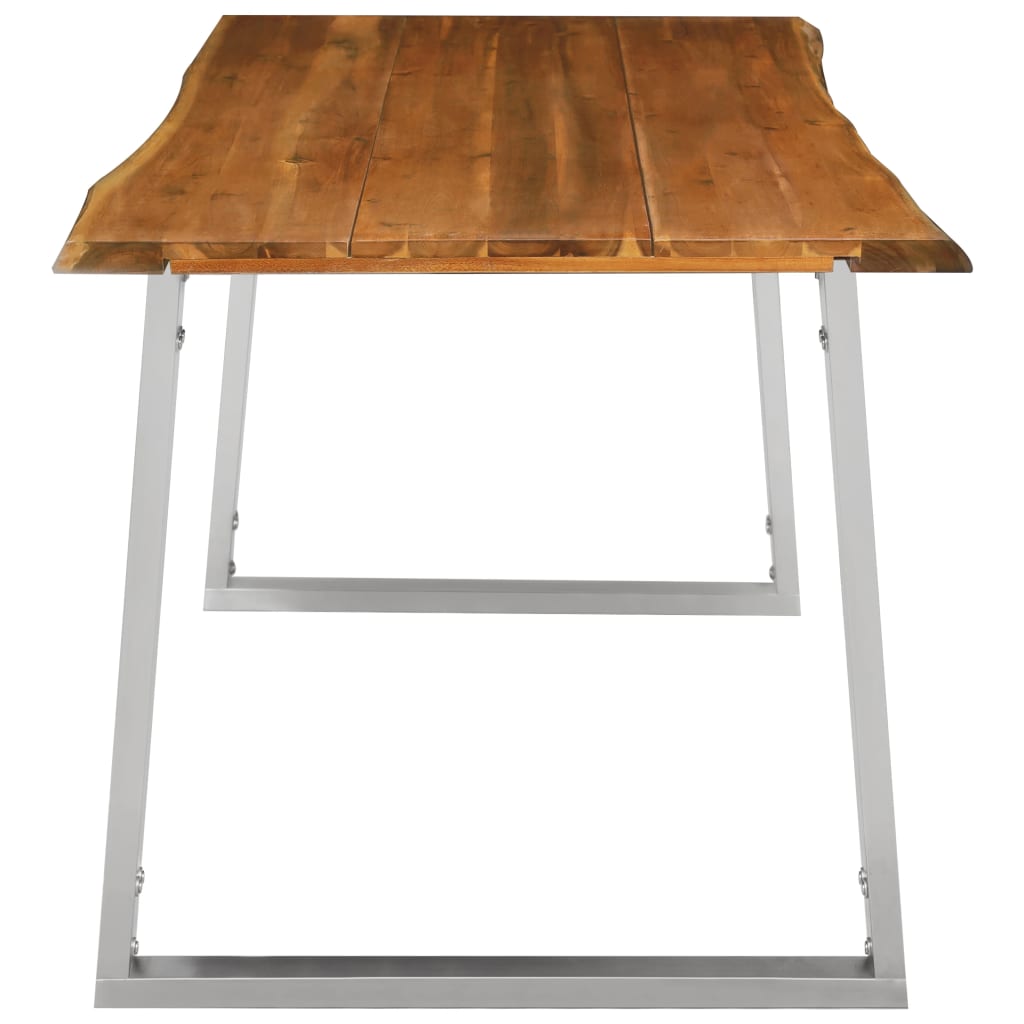 vidaXL Jedilna miza 160x80x75 cm trden akacijev les in nerjaveče jeklo