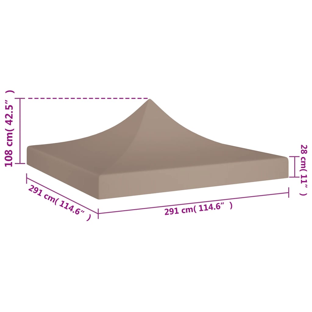 vidaXL Streha za vrtni šotor 3x3 m taupe 270 g/m²