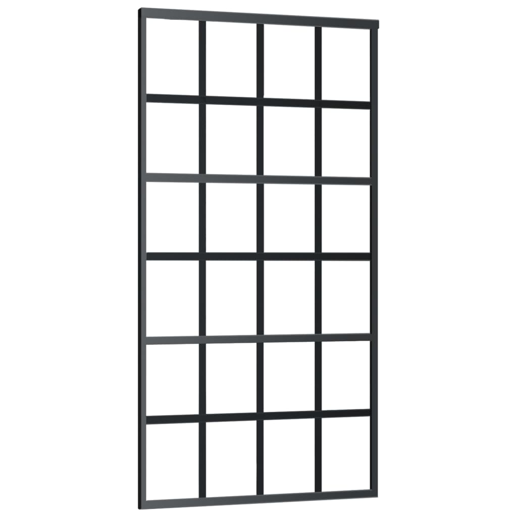 vidaXL Drsna vrata ESG steklo in aluminij 102x205 cm črna